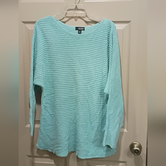 A.N.A. A New Approach Sweaters - A.N.A. A New Approach Sky Blue Long Sleeve Knit Lightweight Sweater Plus Size 1x